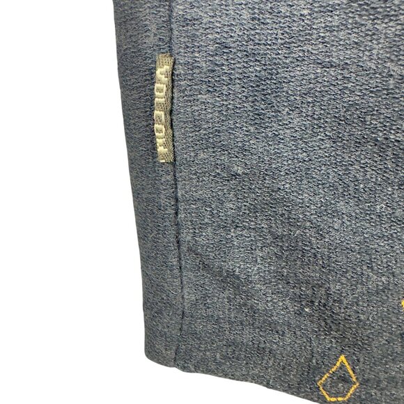 Volcom Hooded Sweatshirt Men L Blue Yellow Graphic Accents & Kangaroo Pocket - Picture 3 of 14